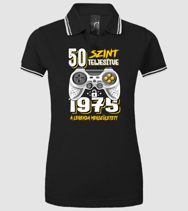 GAMER szint teljesítve 50. 1975 minta fekete pólón