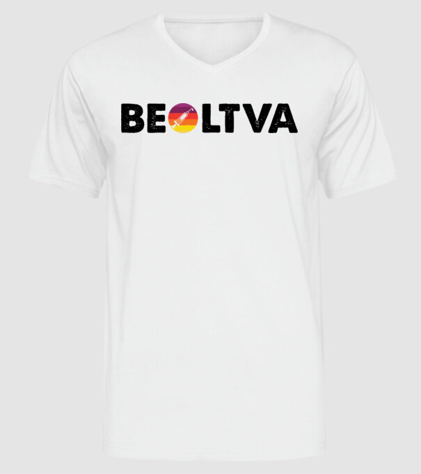Beoltva Retro minta fehér pólón