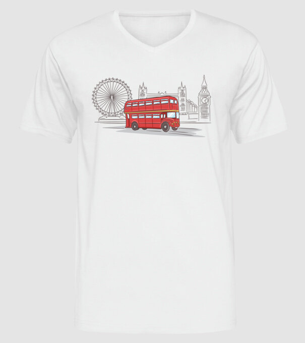 London Bus minta fehér pólón