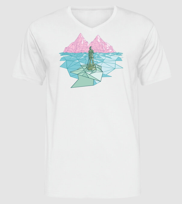 Lowpoly Padding minta fehér pólón