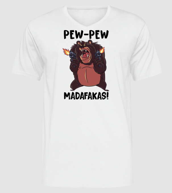 Pew Pew Madafakas Medve white minta fehér pólón