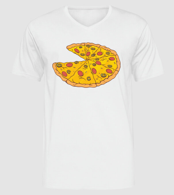 Pizza szeletek Páros minta fehér pólón