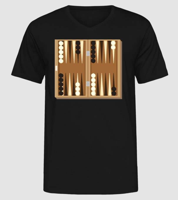 Backgammon tábla minta fekete pólón