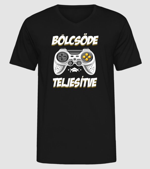 Bölcsőde teljesítve gamer ballagás minta fekete pólón