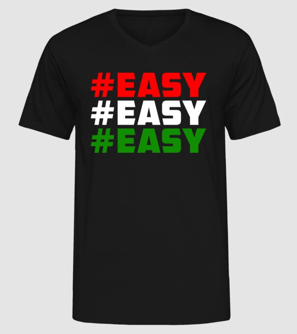 Easy - Piros Fehér Zöld minta fekete pólón
