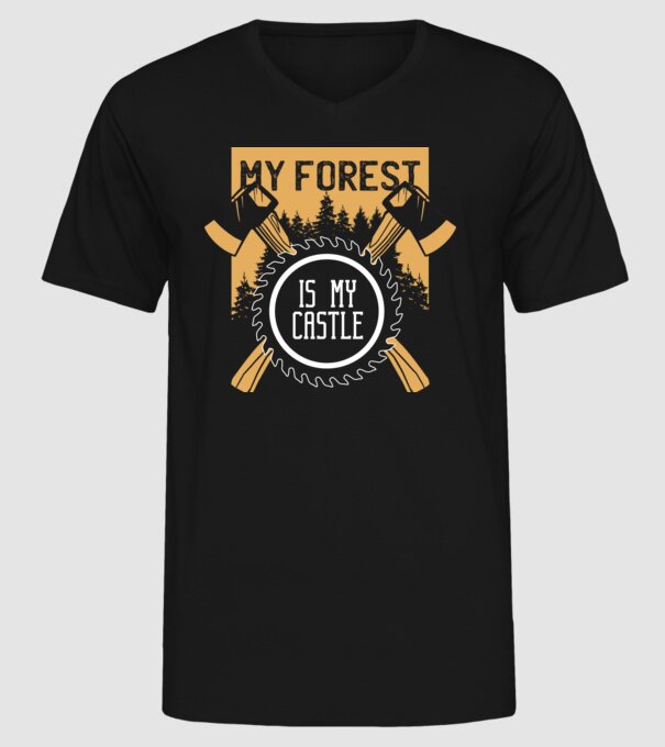 My Forest is my Castle - Az erdő az én váram minta fekete pólón