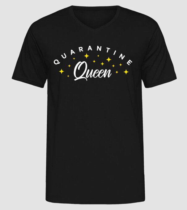 Quarantine queen minta fekete pólón