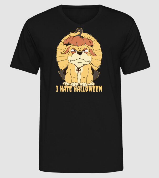 Utálom a Halloweent Kutyás minta fekete pólón