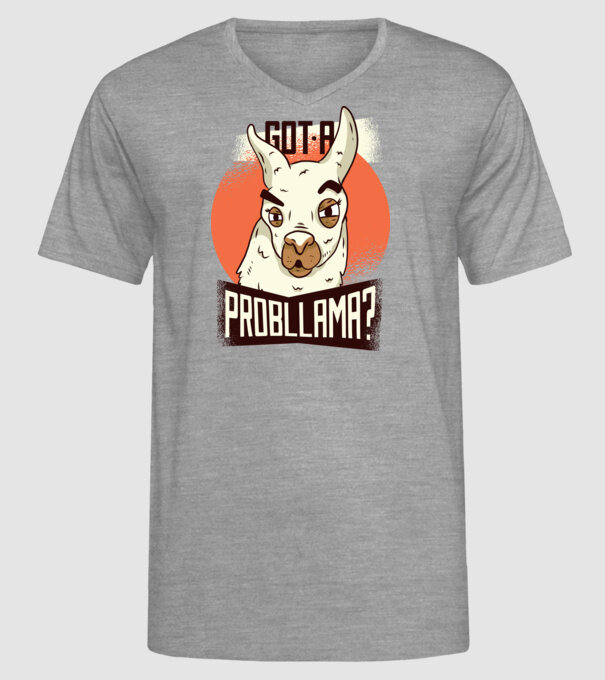 Got a Probllama? Láma minta szürke pólón