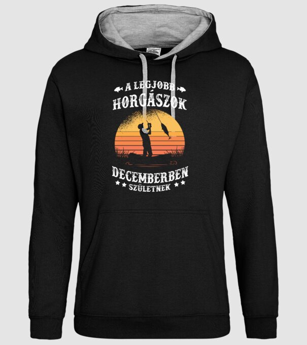 A legjobb Horgászok Decemberben születnek minta fekete pólón