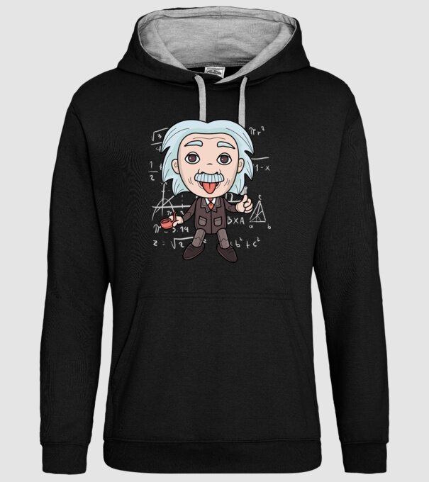 Einstein Karikatúra minta fekete pólón