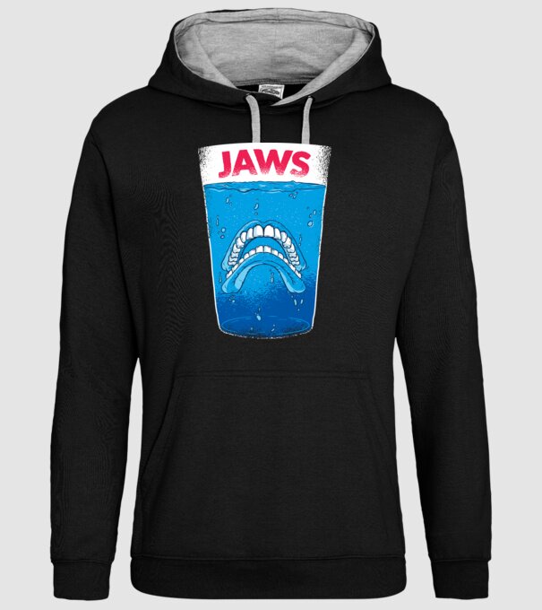 Jaws Fogak paródia póló minta fekete pólón