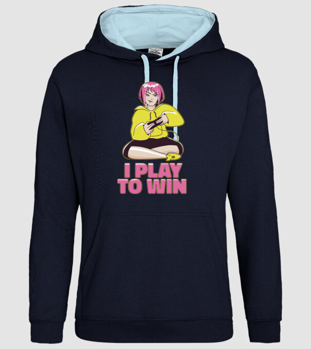 Anime Gamer Lány minta sötétkék pólón