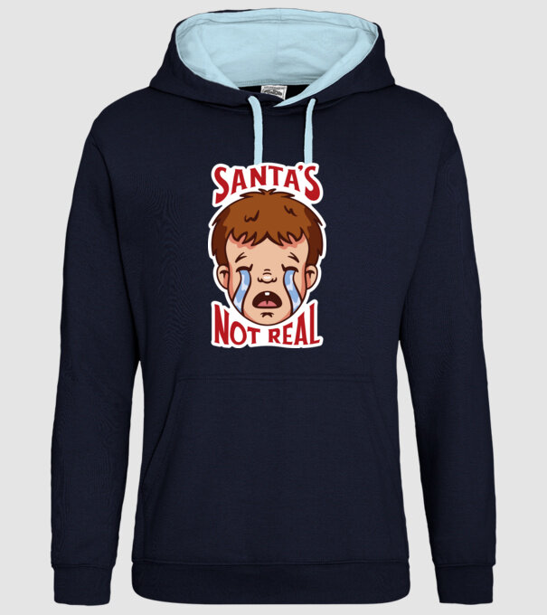 Santa is not real minta sötétkék pólón