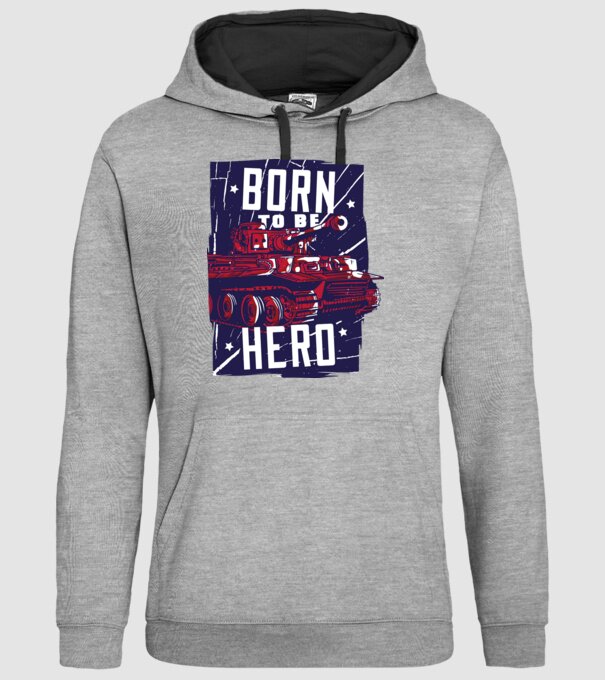Born To be A Hero Tankos minta szürke pólón