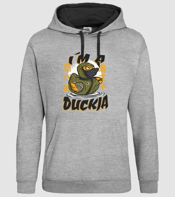 Ninja kacsa minta szürke pólón