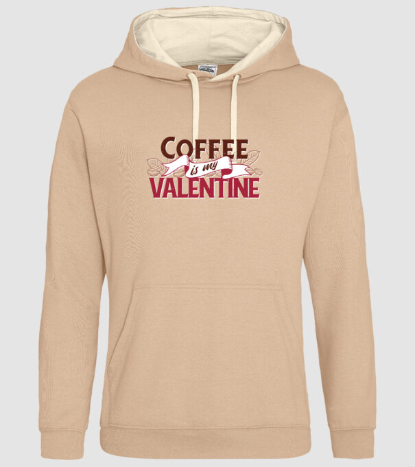 Coffee is my valentine minta homokszín pólón