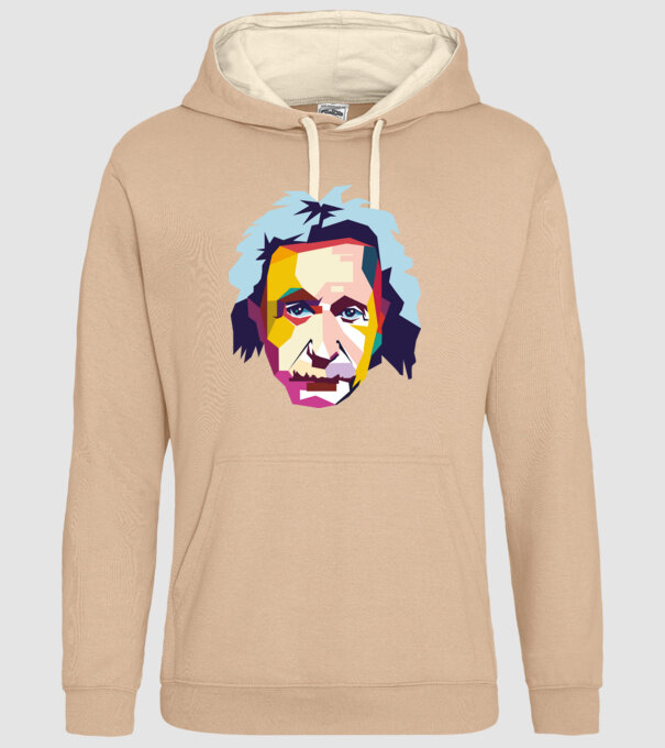 Einstein absztrakt minta homokszín pólón