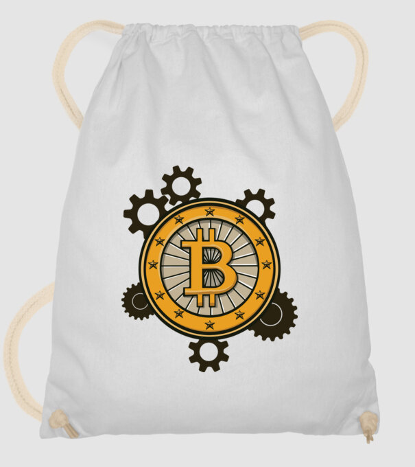 Bitcoin mechanika minta fehér pólón