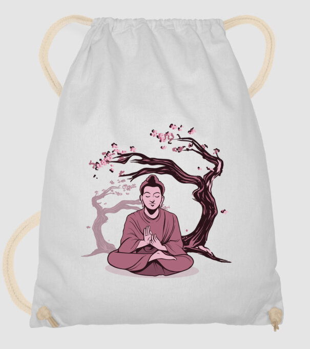 Buddha meditáció minta fehér pólón