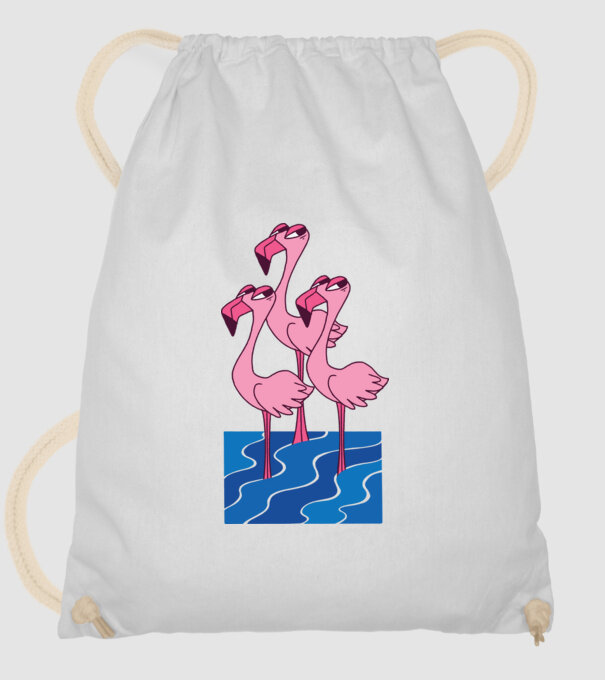 Flamingo Trio minta fehér pólón