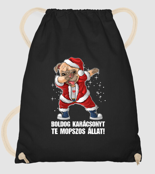 Boldog Karácsonyt Te Mopszos Állat Clean minta fekete pólón