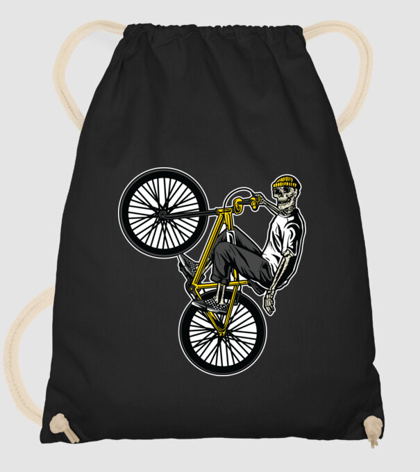 Csontváz BMX minta fekete pólón