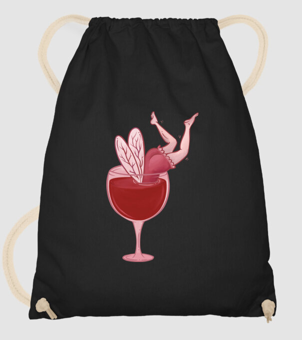 FairyWineGlass minta fekete pólón