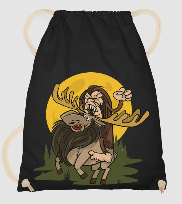 Lovagló Bigfoot minta fekete pólón