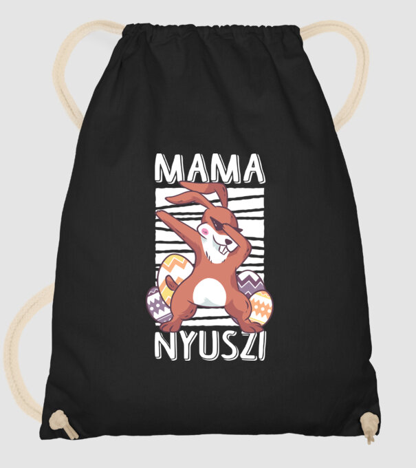 Mama nyuszi minta fekete pólón