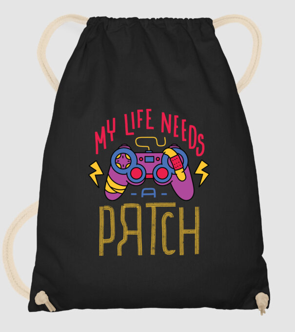 My life needs a patch Gamer minta fekete pólón