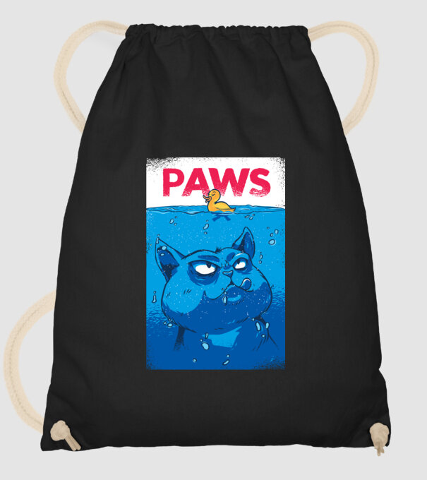 Paws Macska támadásban minta fekete pólón