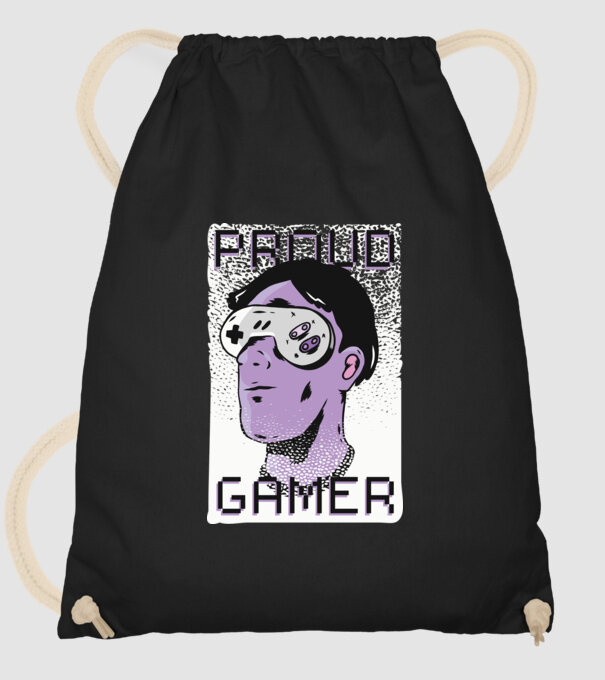 Proud Gamer VR szemüveg minta fekete pólón