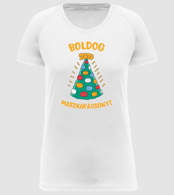 Boldog Maszkarácsonyt 2020 minta fehér pólón