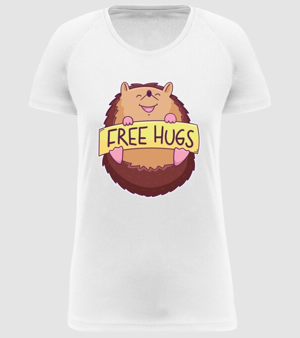 Free Hugs Süni minta fehér pólón