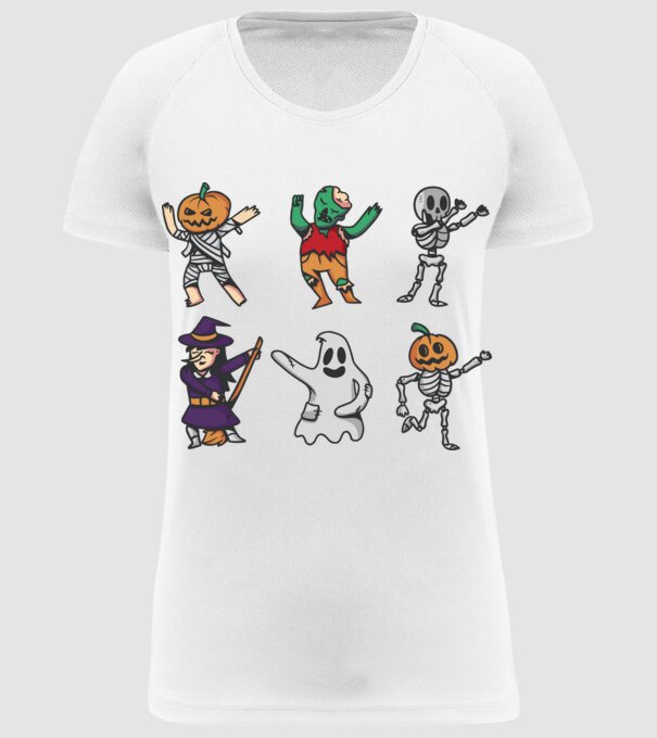 Halloweeni csapat minta fehér pólón