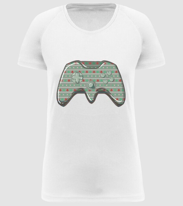 Karácsonyi Kontroller Gamer minta fehér pólón