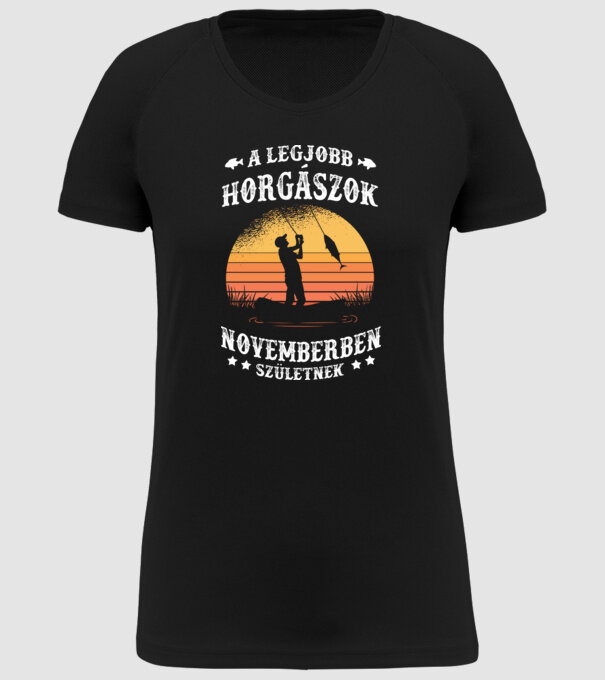 A legjobb Horgászok Novemberben születnek minta fekete pólón