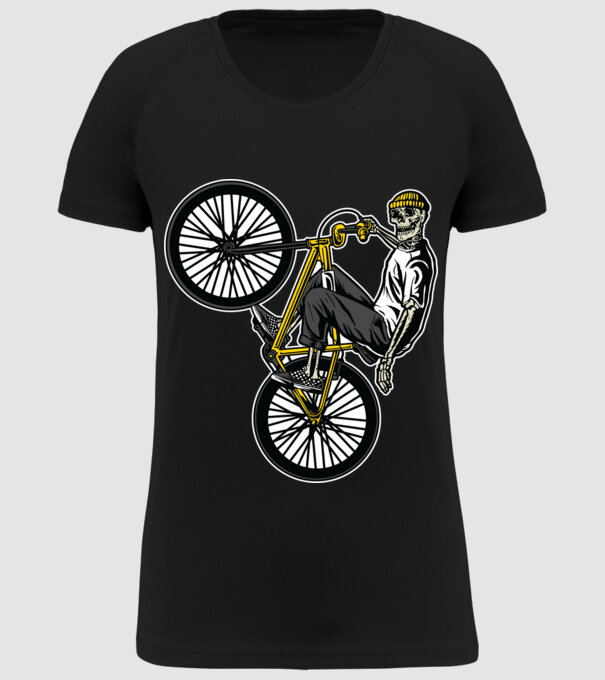 Csontváz BMX minta fekete pólón