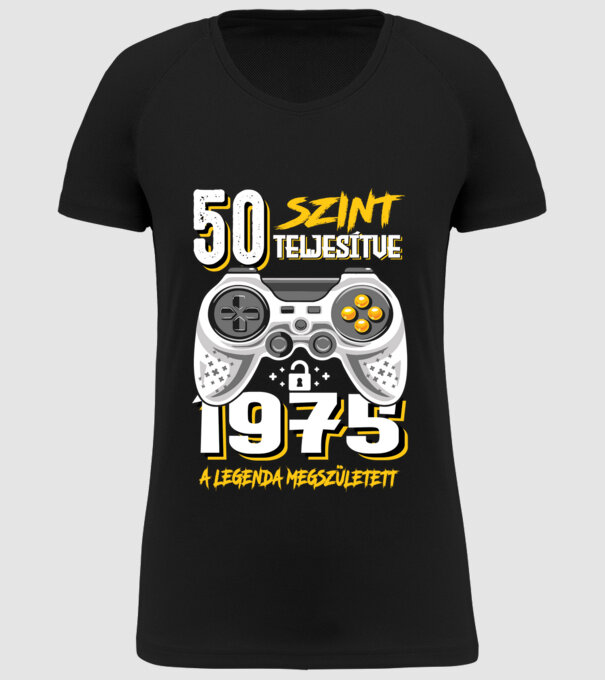 GAMER szint teljesítve 50. 1975 minta fekete pólón