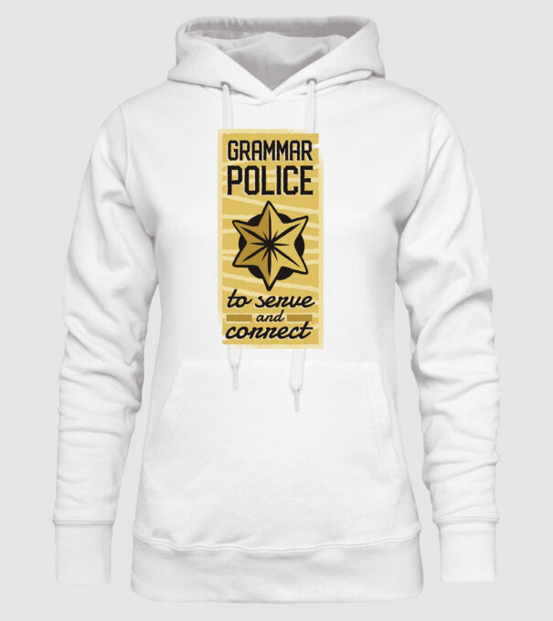 Grammar Police - Nyelvtan Rendőrség minta fehér pólón