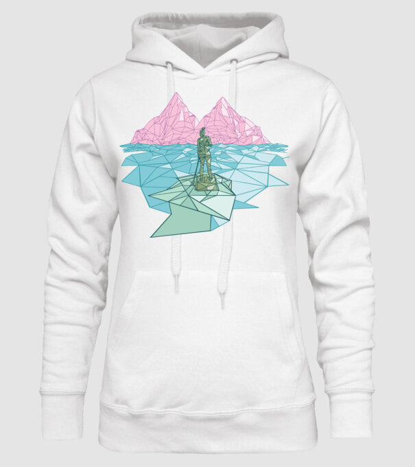 Lowpoly Padding minta fehér pólón