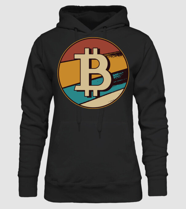 Bitcoin retro minta fekete pólón