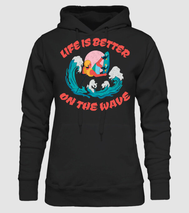 Wakeboard - Life is better on the wave minta fekete pólón