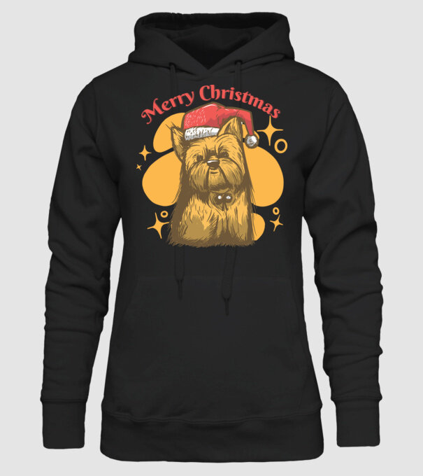 Yorkie Karácsony minta fekete pólón