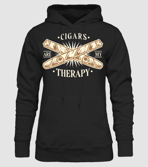 Cigars Are My Therapy minta fekete pólón