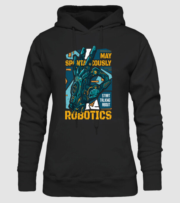 Robotkéz minta fekete pólón