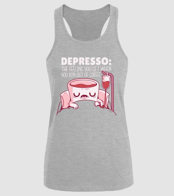 Depresso - Az érzés, amikor elfogy a Kávé minta szürke pólón