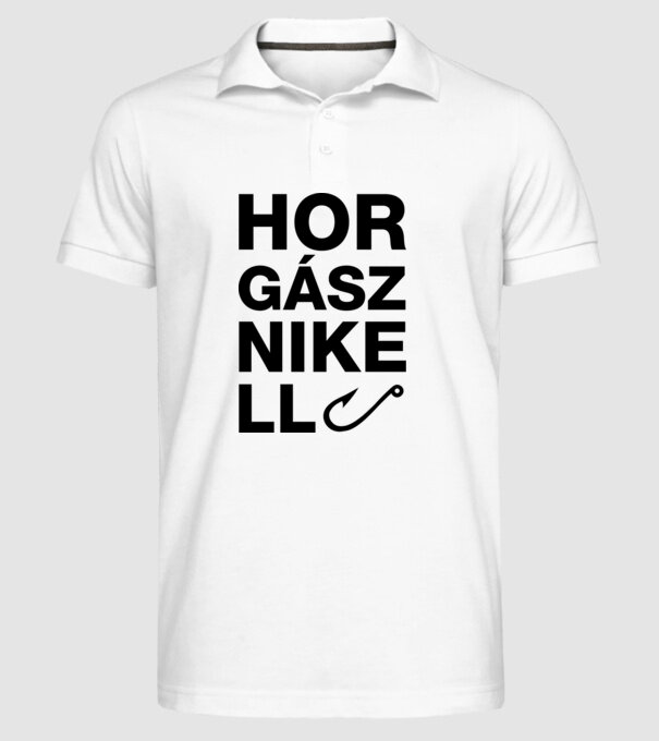 Horgásznikell felirat világos pólóra minta fehér pólón