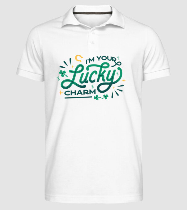 Lucky charm minta fehér pólón